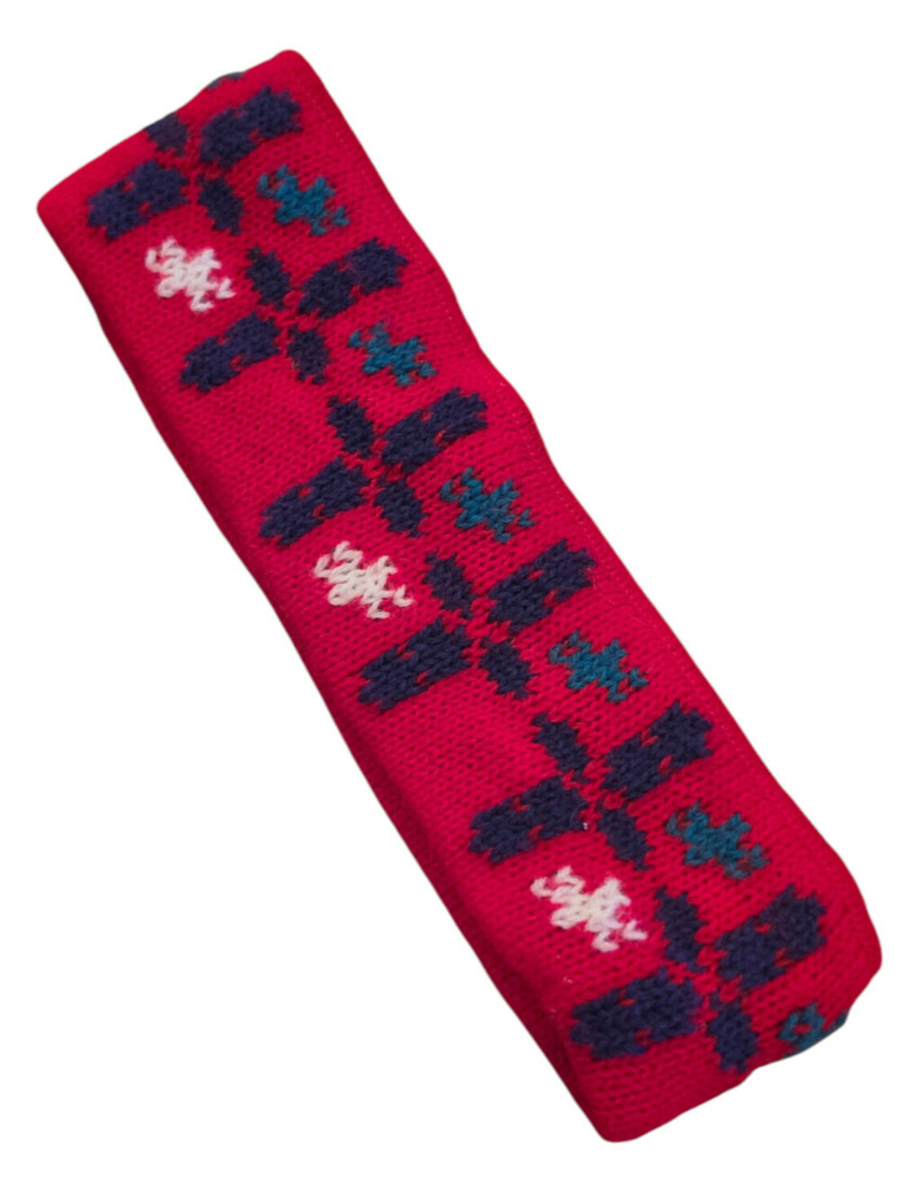 Vintage 1980s knit ski headband by Ski Country Imports Red Fair Isle